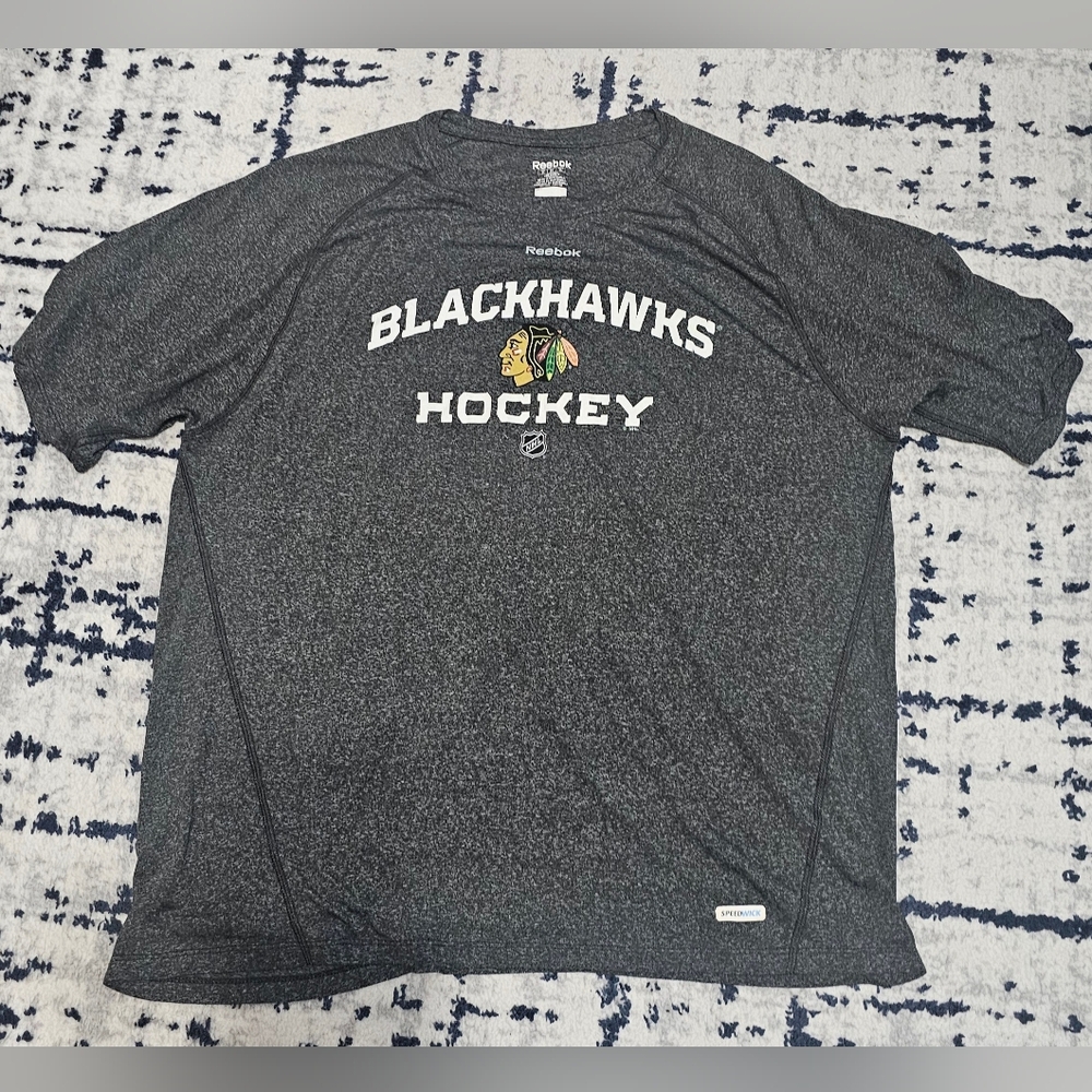 Reebok Blackhawks Hockey Charcoal Tee Size XL
